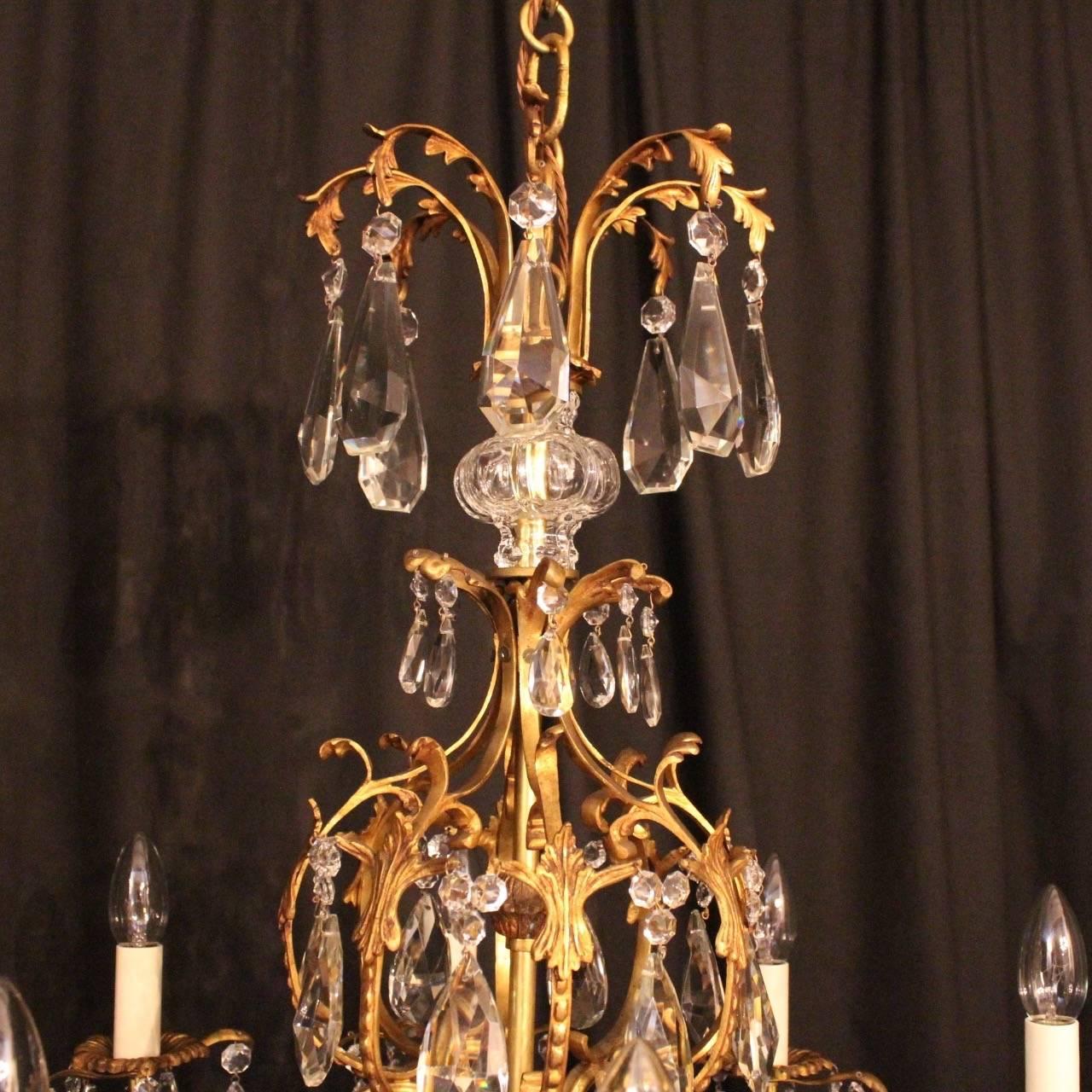 Rococo Italian Gilded Eight-Light Cage Antique Chandelier