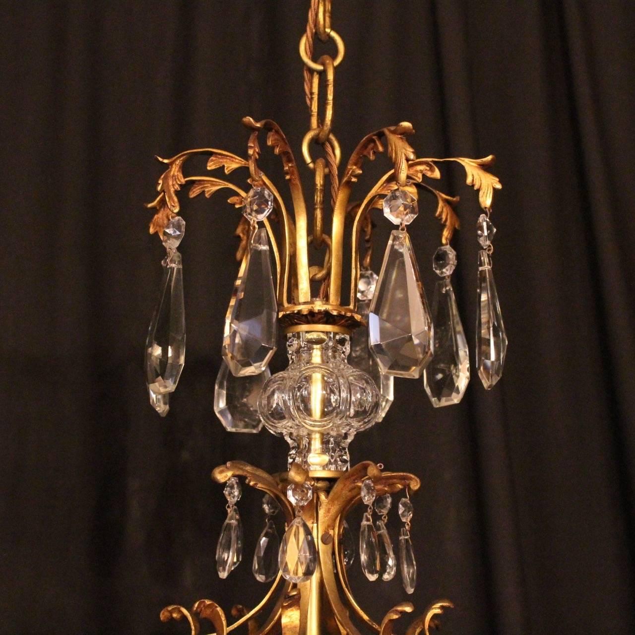 Gilt Italian Gilded Eight-Light Cage Antique Chandelier