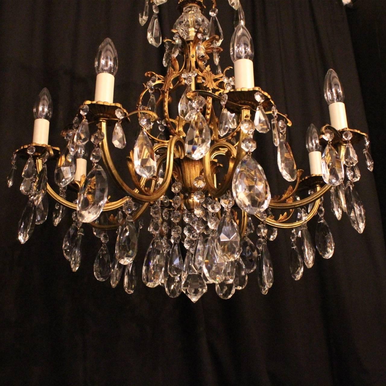 20th Century Italian Gilded Eight-Light Cage Antique Chandelier