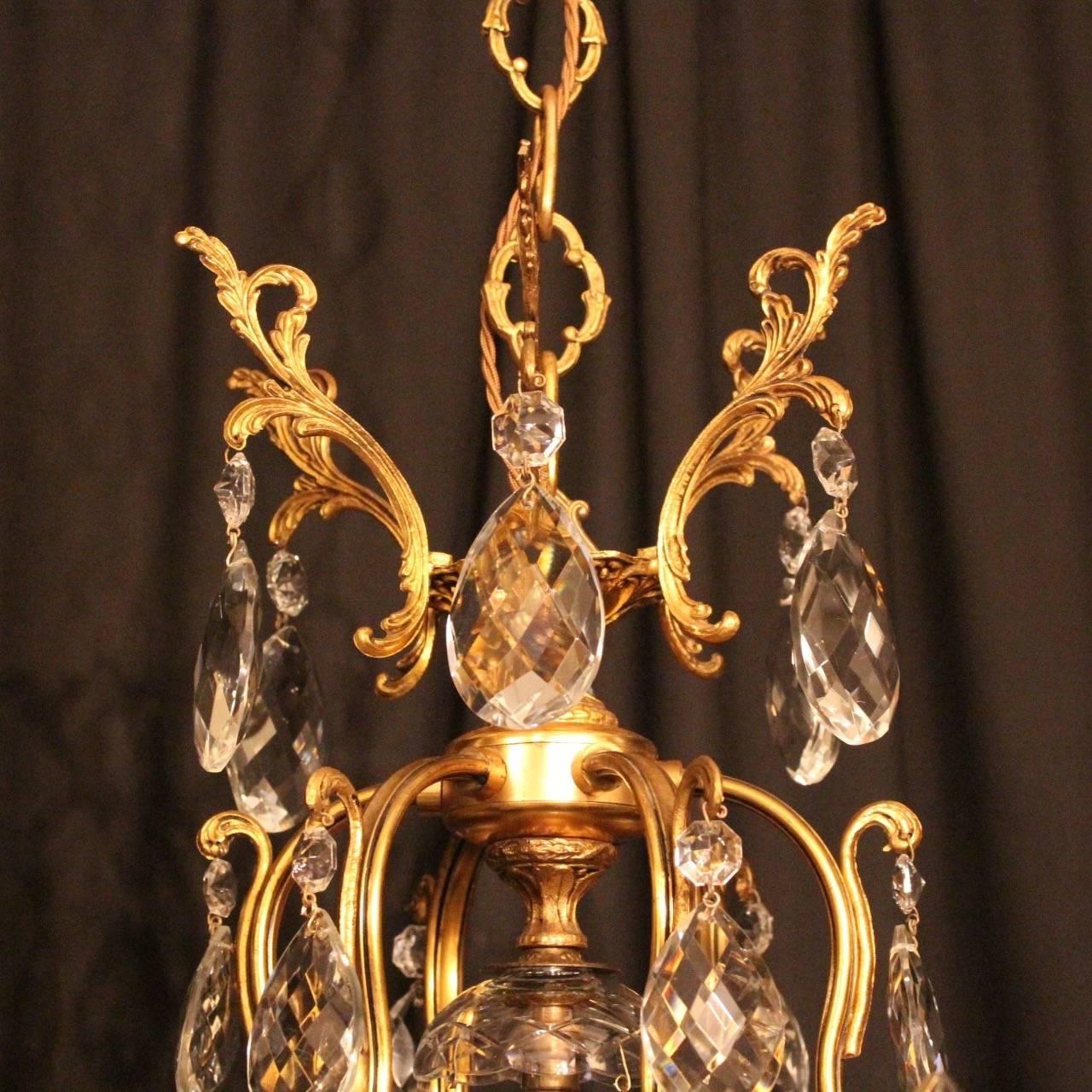 French Gilded Seven-Light Birdcage Antique Chandelier In Good Condition In Chester, GB