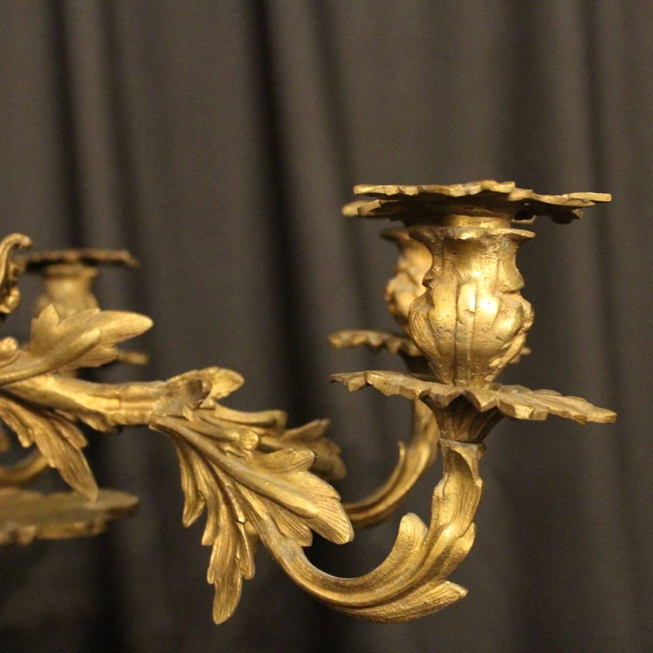 Gilt French Gilded Bronze Eight-Light Candle Chandelier