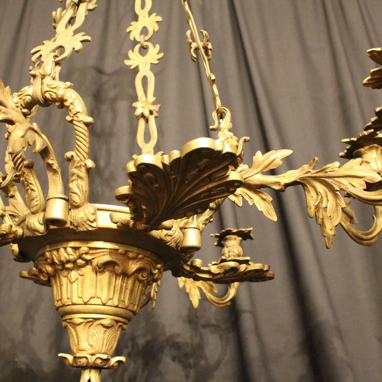 French Gilded Bronze Eight-Light Candle Chandelier 2