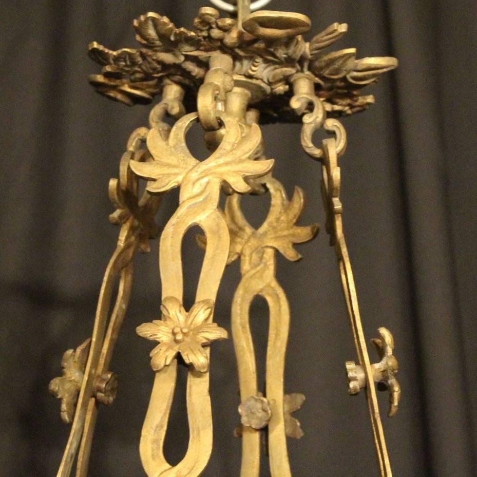 French Gilded Bronze Eight-Light Candle Chandelier 4