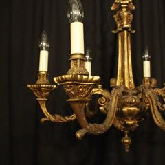 French Bronze Six-Light Antique Chandelier