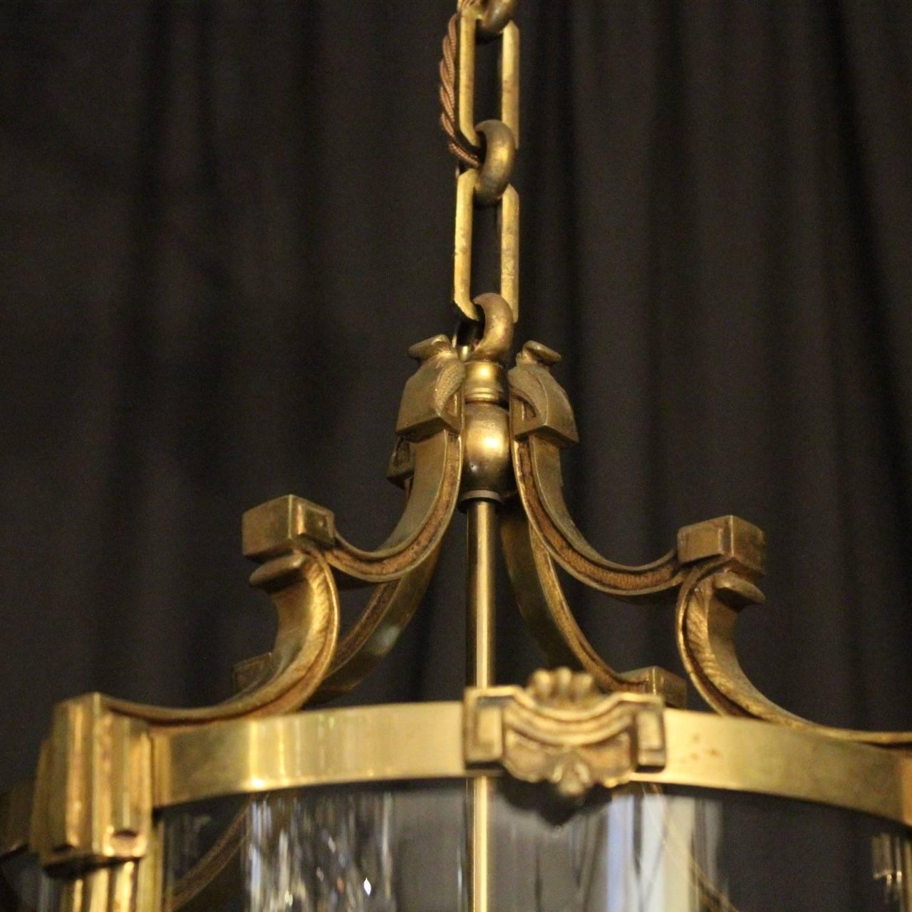French Gilded Four-Light Antique Hall Lantern In Excellent Condition In Chester, GB