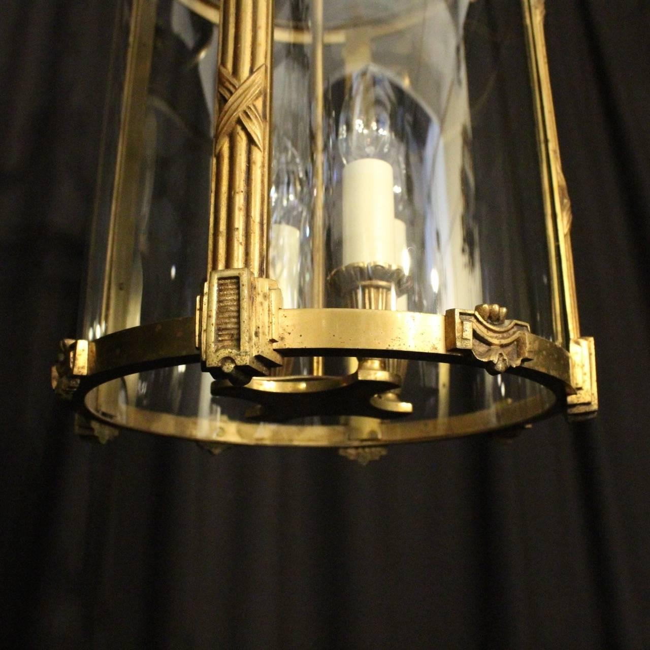 20th Century French Gilded Four-Light Antique Hall Lantern