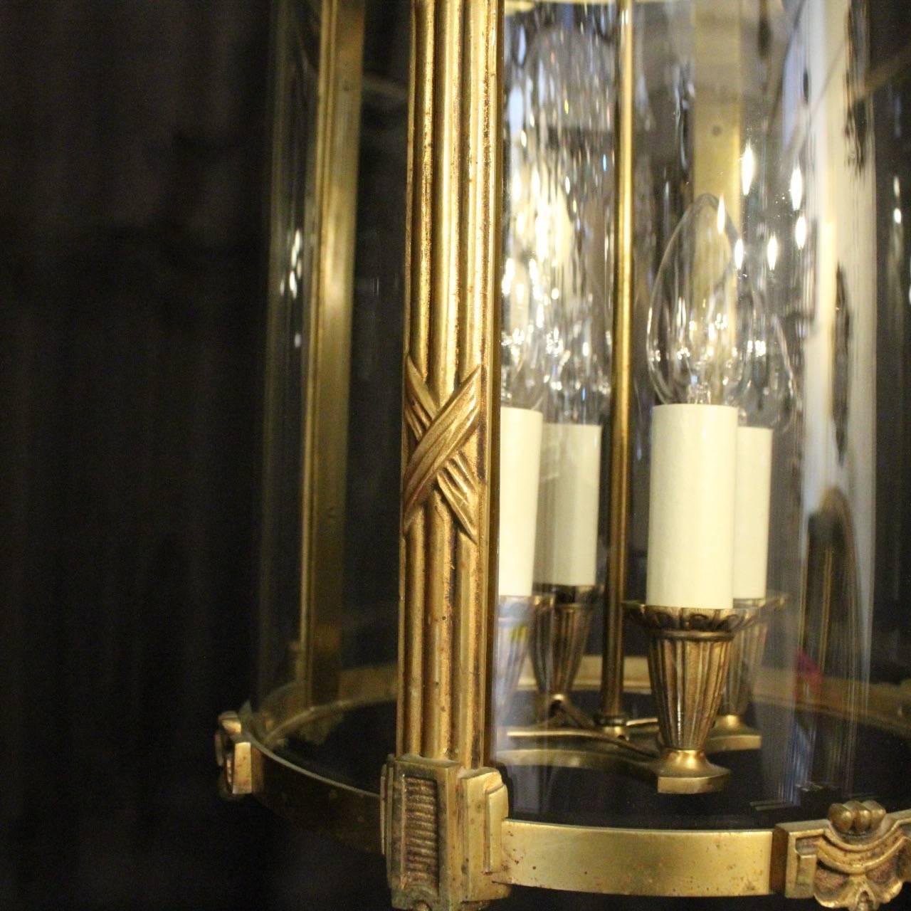 Bronze French Gilded Four-Light Antique Hall Lantern