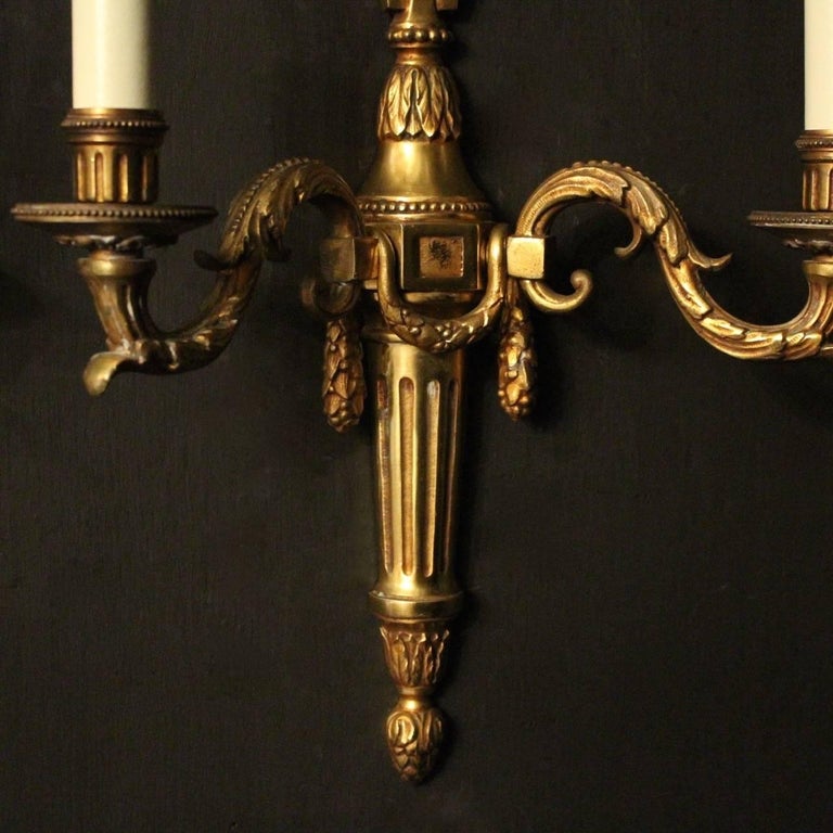 French Pair of Bronze Antique Wall Lights For Sale at 1stdibs