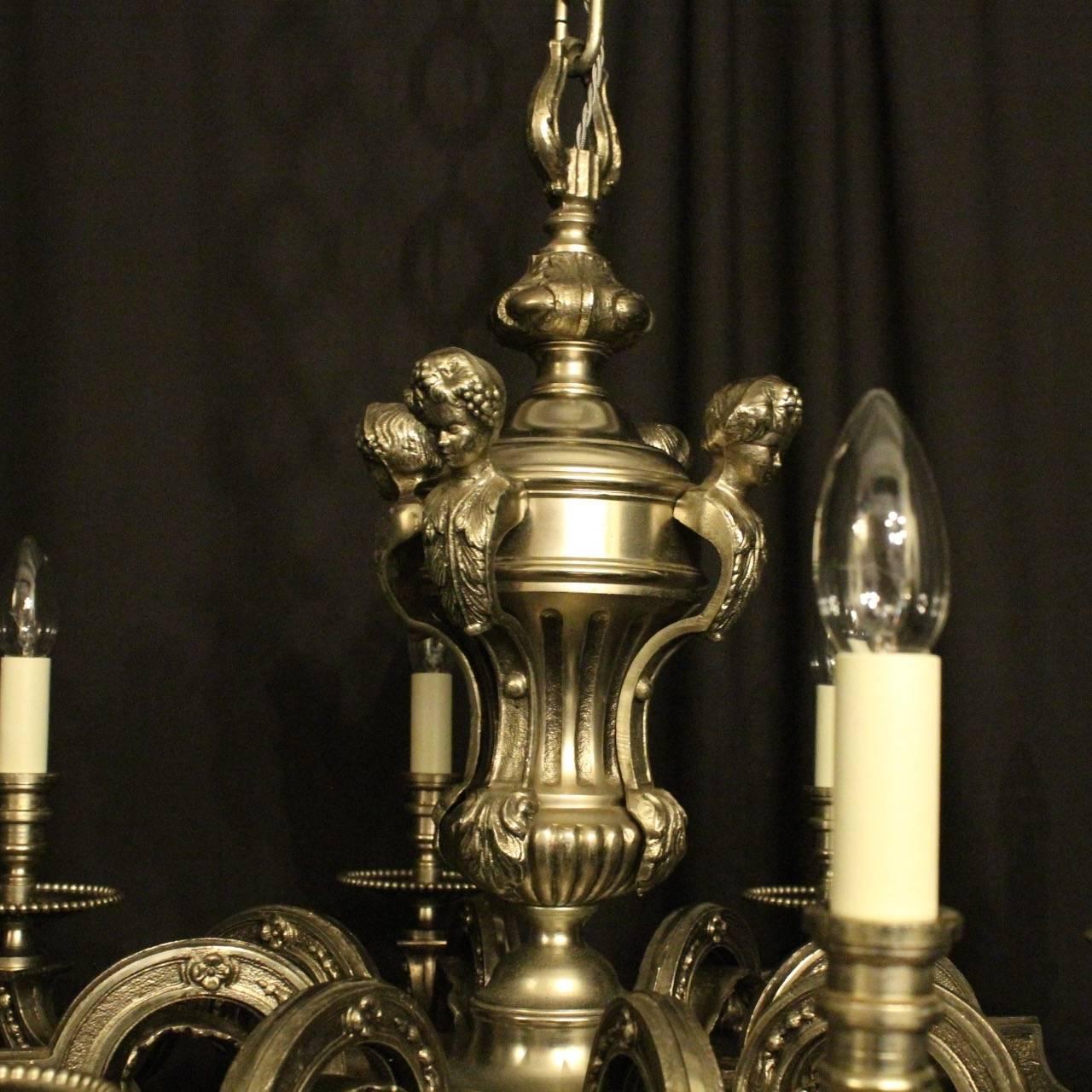 French Silver Gilded Eight-Light Antique Chandelier 1