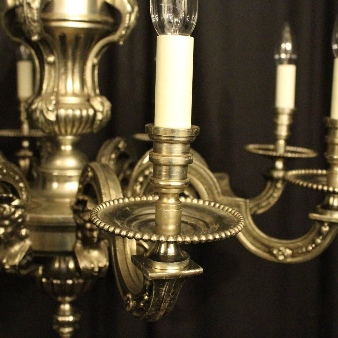 Bronze French Silver Gilded Eight-Light Antique Chandelier