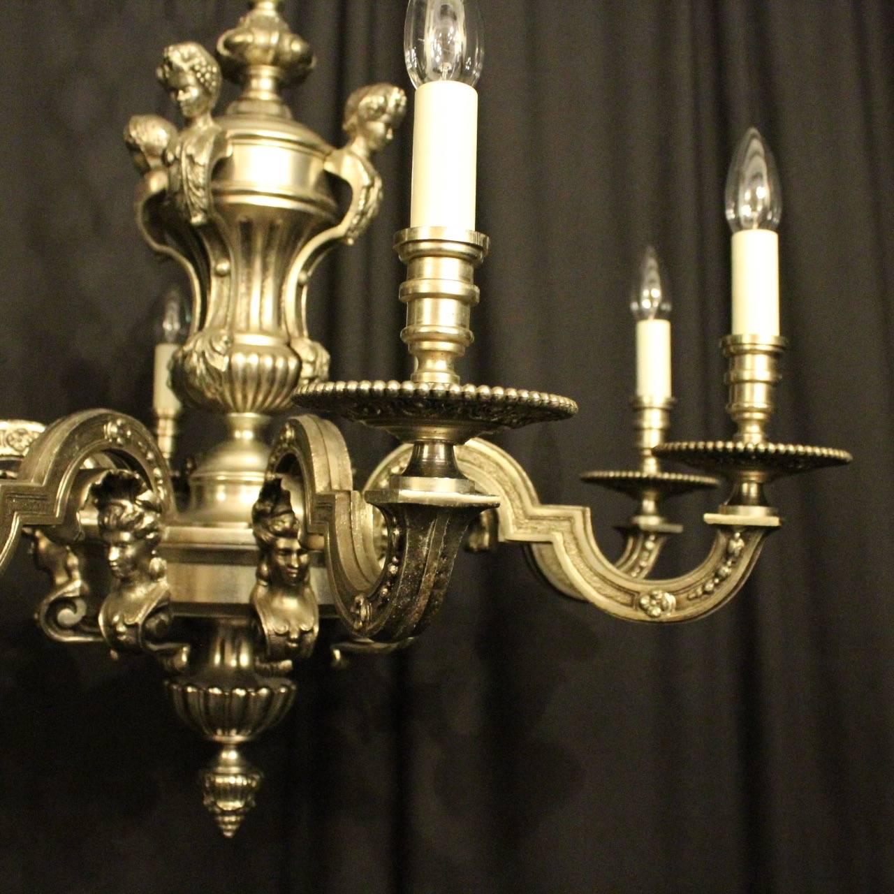 French Silver Gilded Eight-Light Antique Chandelier 2