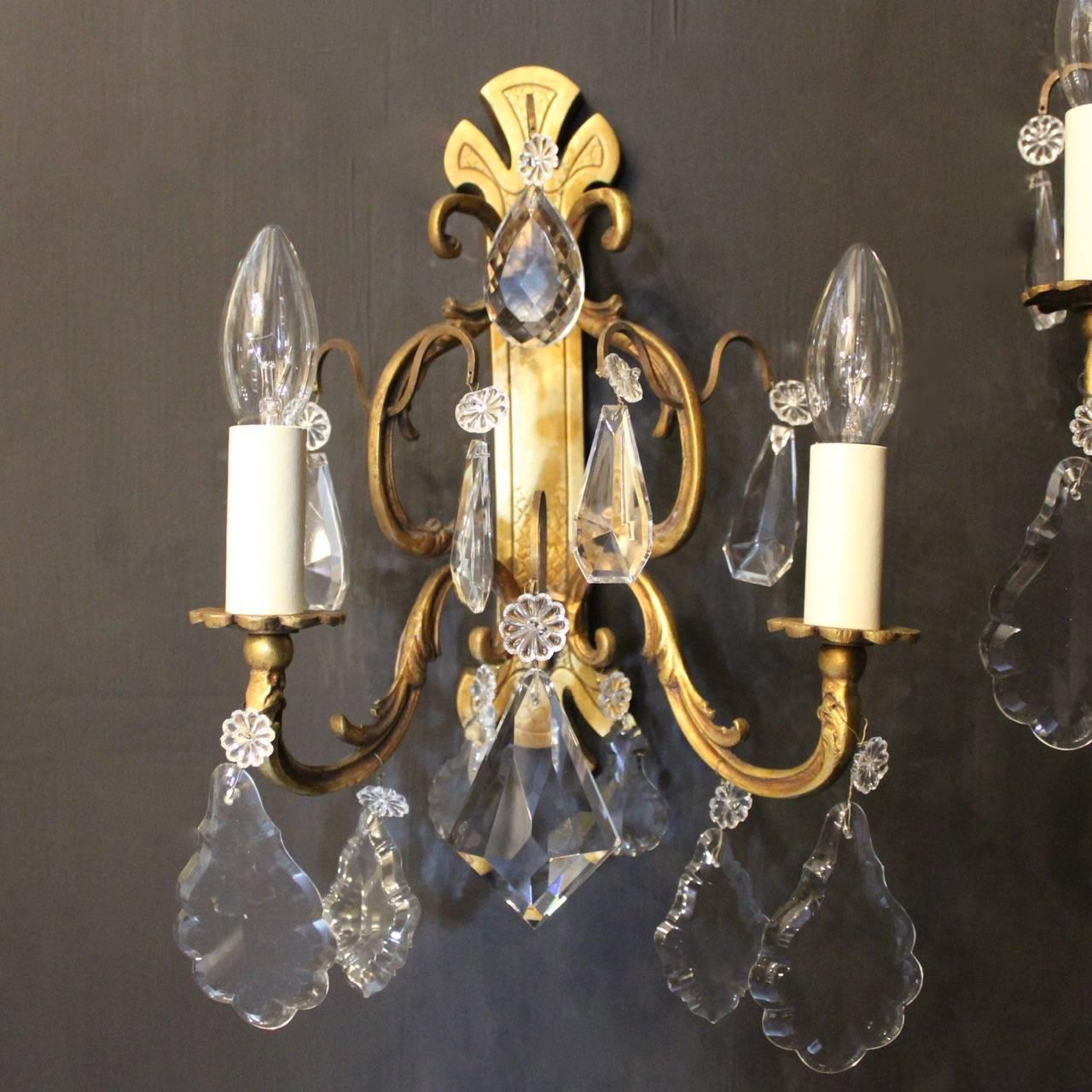 French Pair of Gilded Antique Wall Lights 3