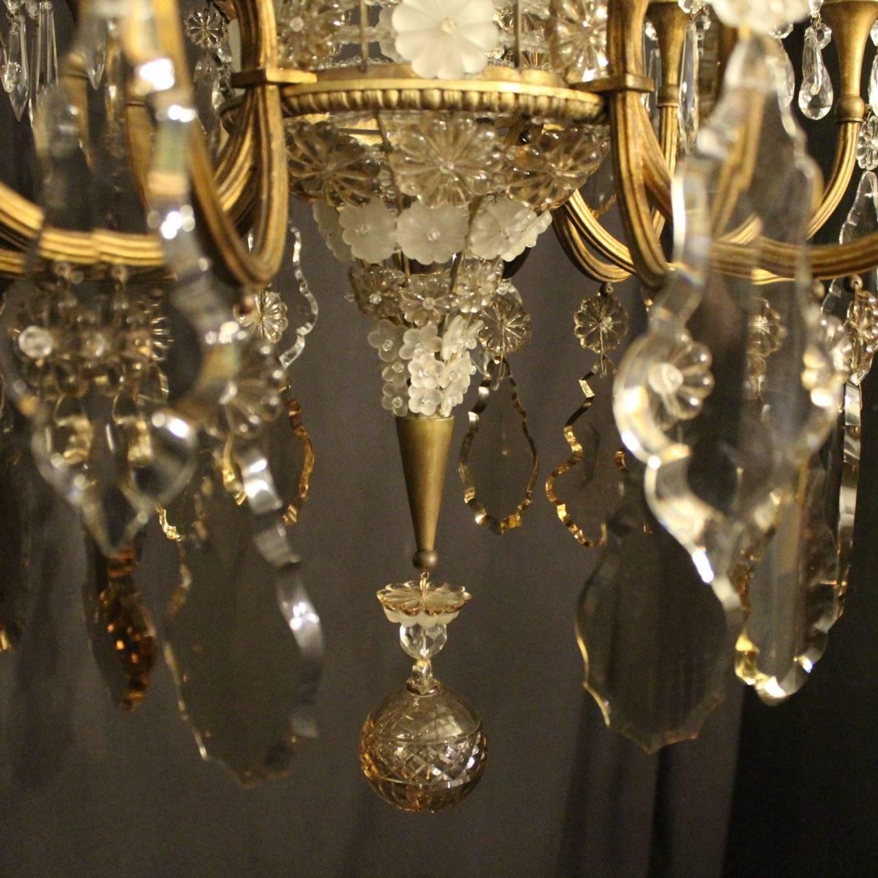 French Gilded Crystal and Bronze Twelve-Light Antique Chandelier 2