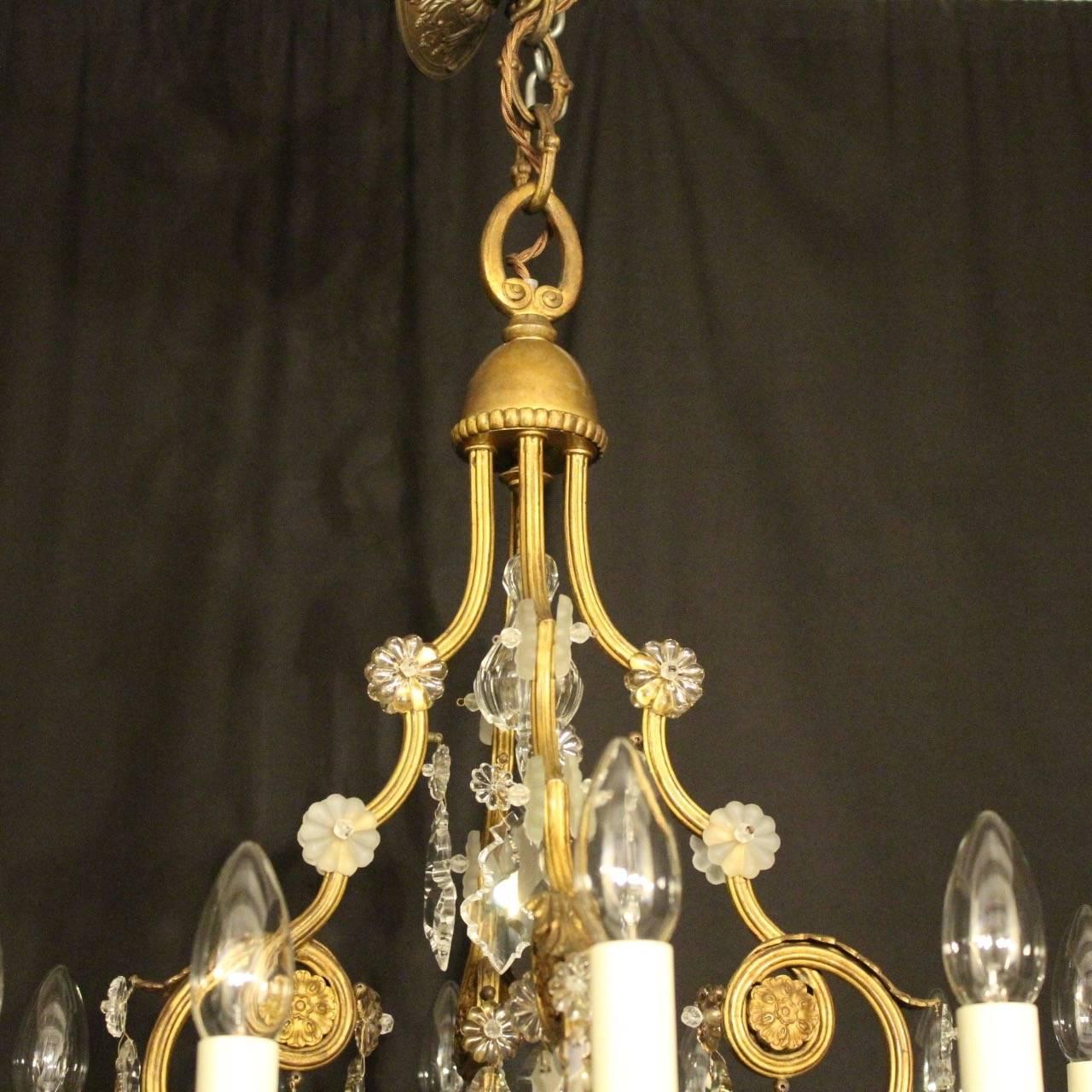 French Gilded Crystal and Bronze Twelve-Light Antique Chandelier 4
