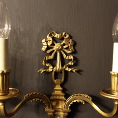 French 19th Century Pair of Gilded Twin Arm Antique Wall Lights