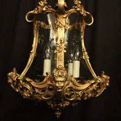 Italian Pair of Four-Light Gilded Bronze Cherub Lanterns