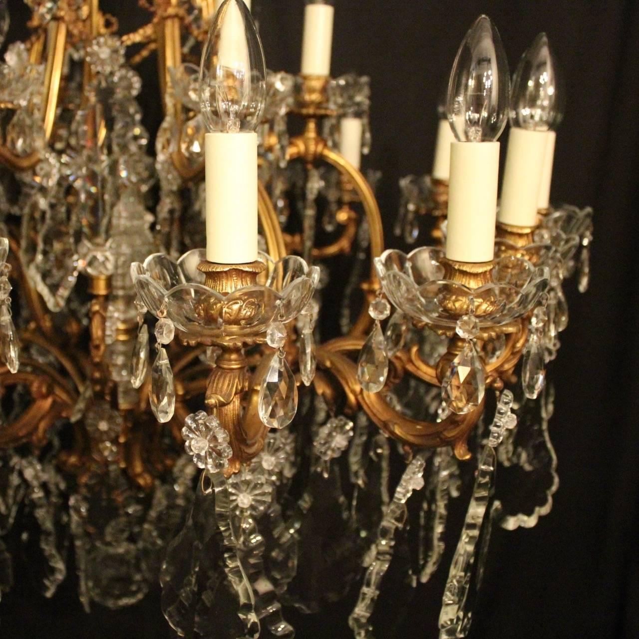 19th Century French Large Gilded Bronze and Crystal Twenty-Four-Light Antique Chandelier For Sale