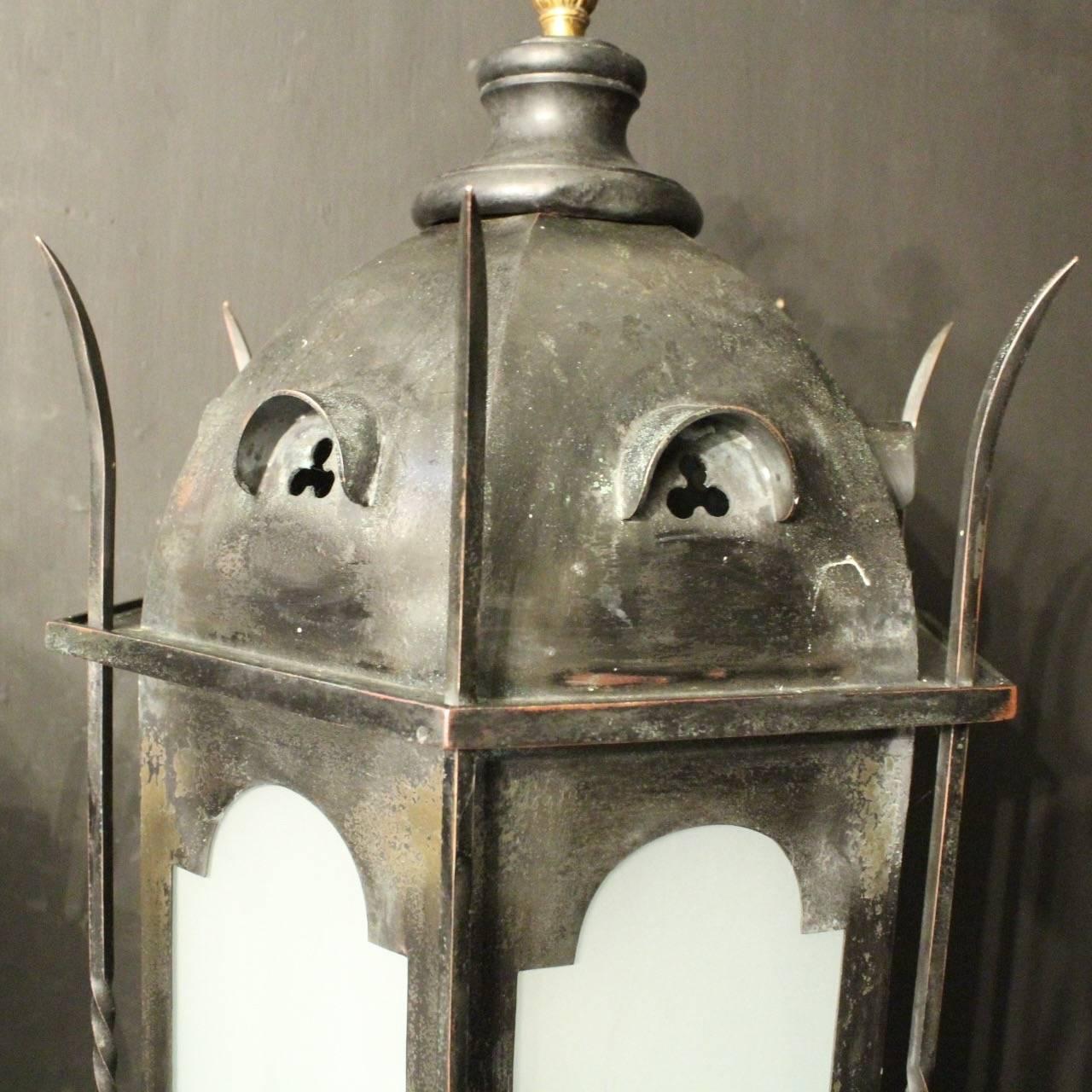 Gothic Revival English 19th Century Gothic Bronze Antique Wall Lanterns For Sale
