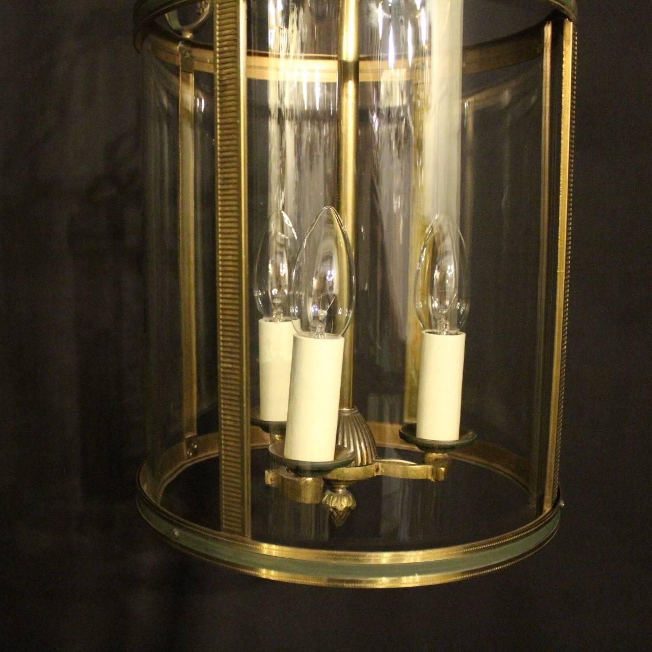 French Gilded Empire Convex Antique Hall Lantern 1