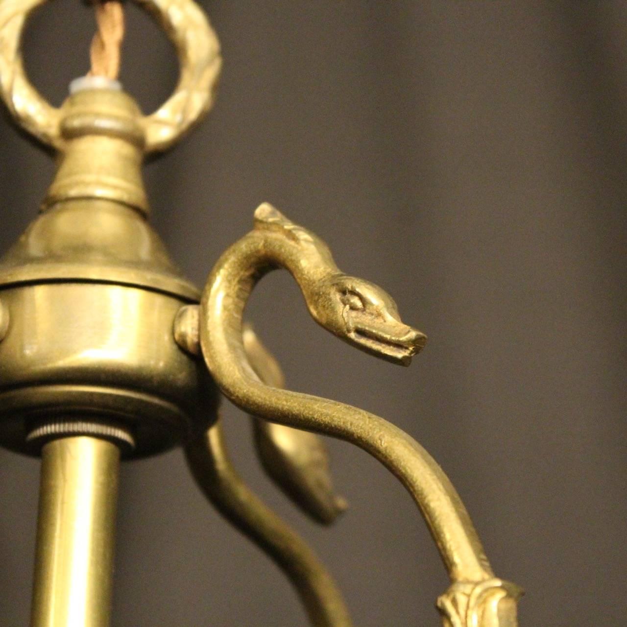 20th Century French Gilded Empire Convex Antique Hall Lantern