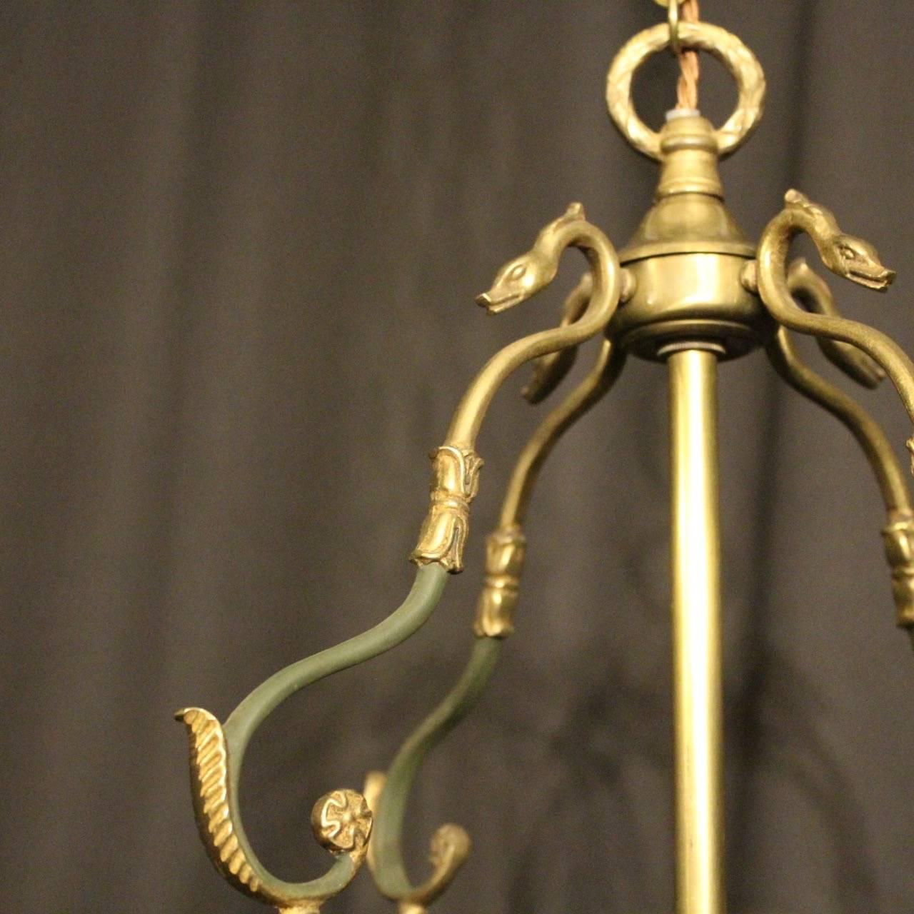 French Gilded Empire Convex Antique Hall Lantern 2