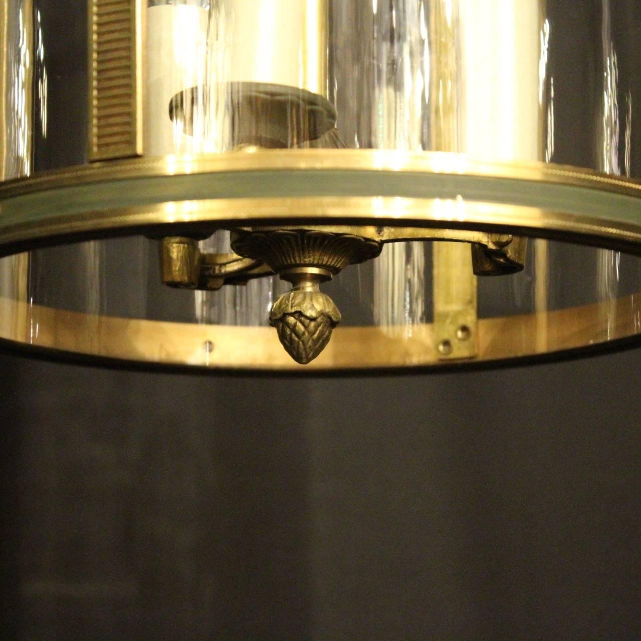 French Gilded Empire Convex Antique Hall Lantern 4