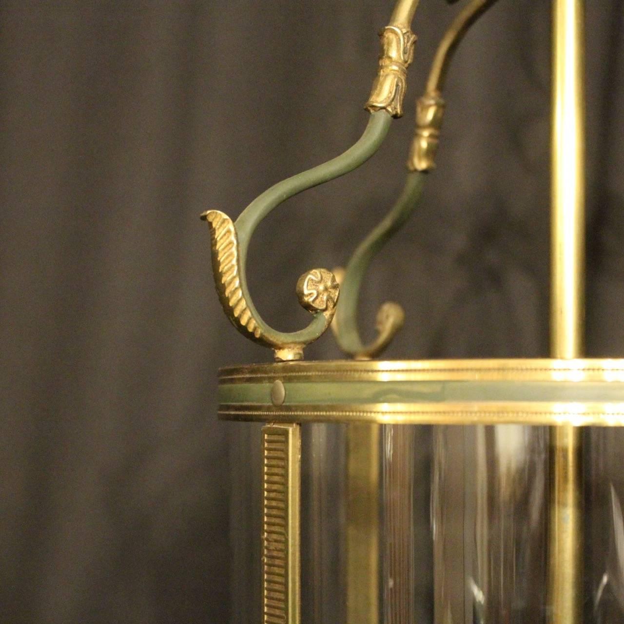 French Gilded Empire Convex Antique Hall Lantern 5
