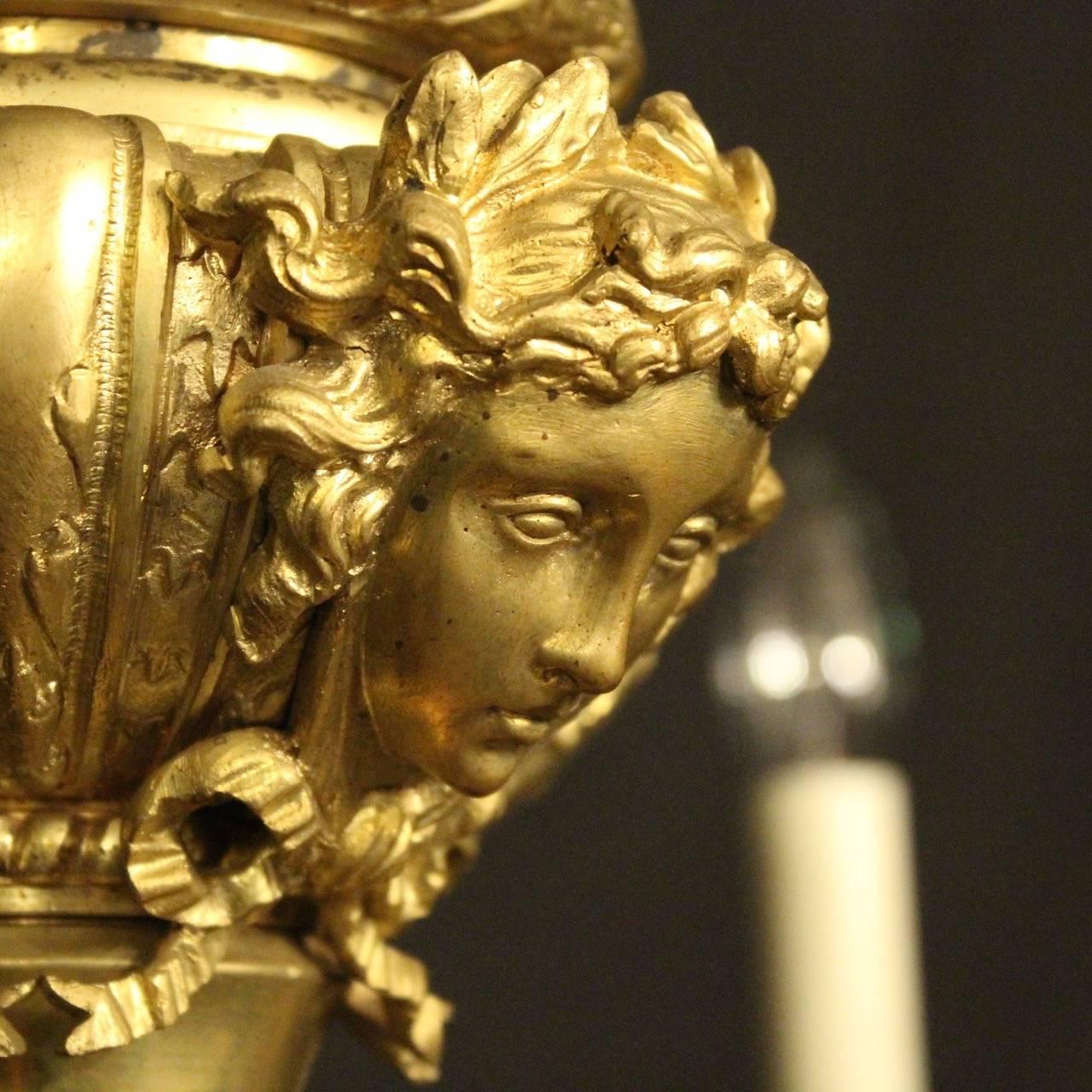 French Gilded Bronze Mazarin Eight-Light Antique Chandelier 1