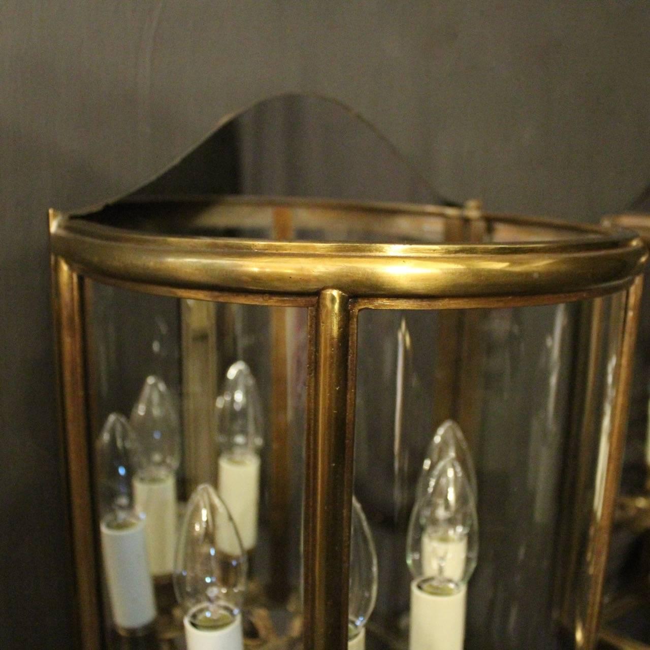 French Pair of Four-Light Bronze Antique Half Wall Lanterns In Excellent Condition In Chester, GB