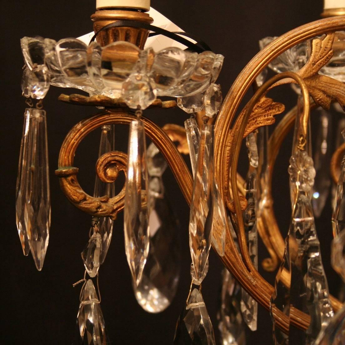 20th Century French Gilded and Crystal Nine-Light Birdcage Antique Chandelier
