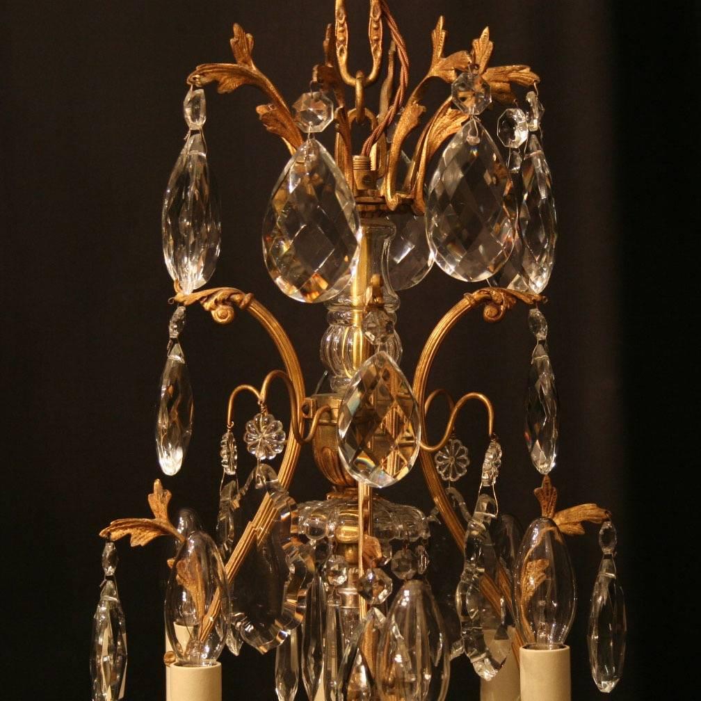 French Gilded and Crystal Nine-Light Birdcage Antique Chandelier 3