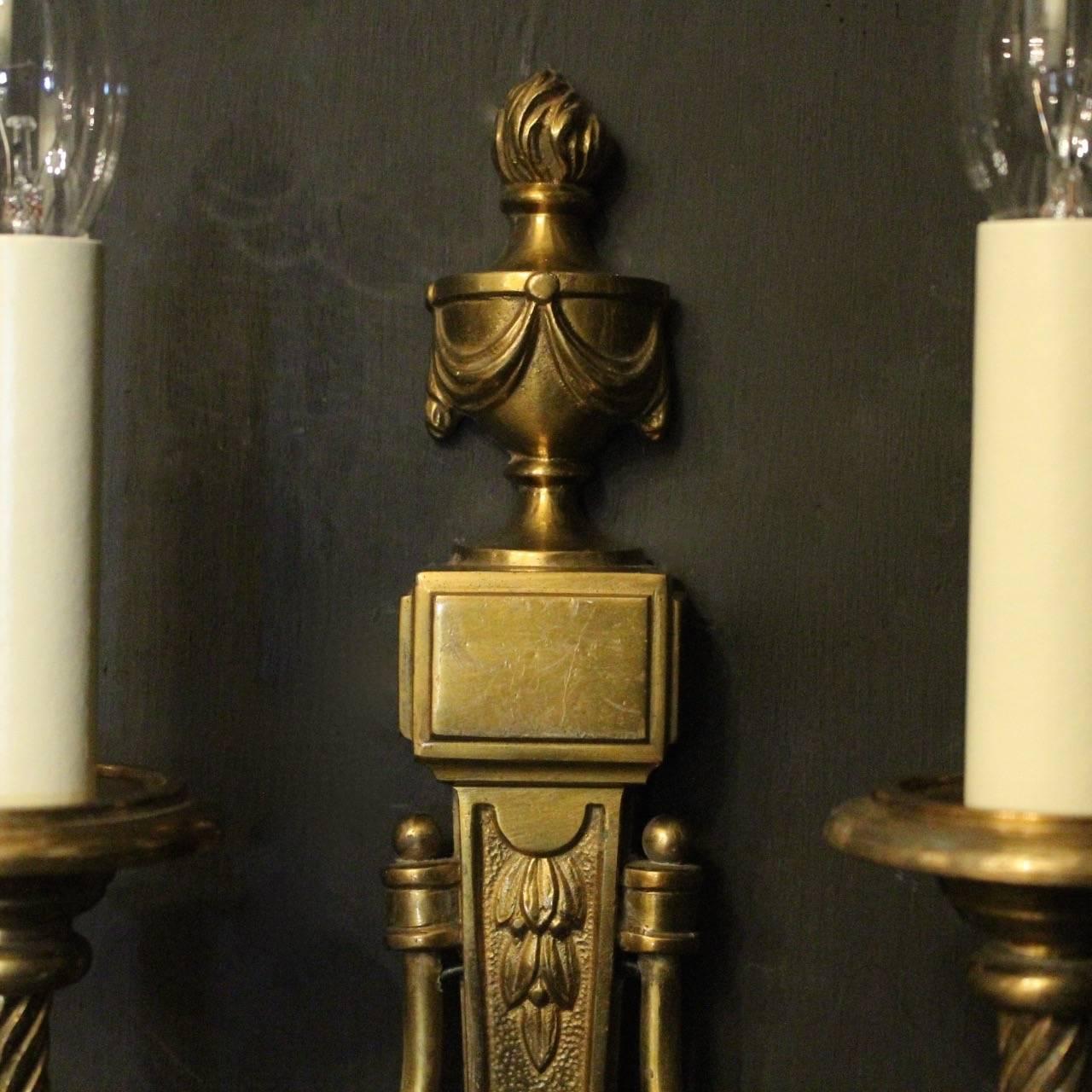 Adam Style French Set of Four Gilded Bronze Antique Wall Lights