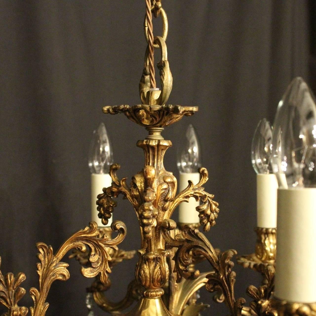 20th Century Italian Bronze and Crystal Nine-Light Antique Chandelier
