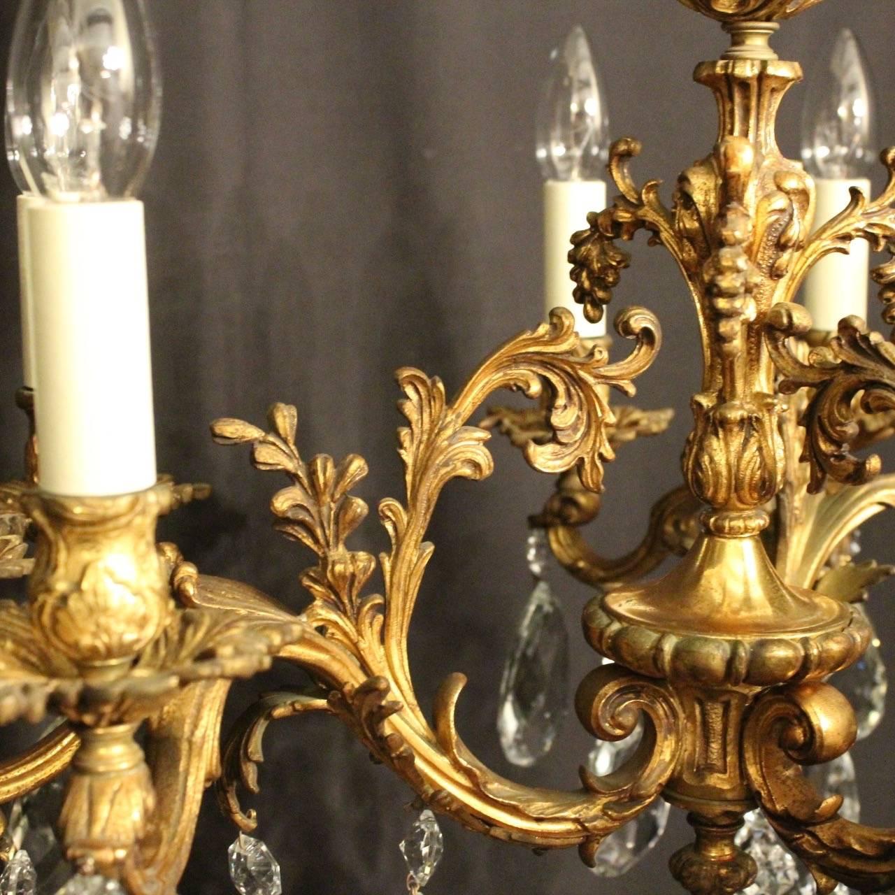 Italian Bronze and Crystal Nine-Light Antique Chandelier 1