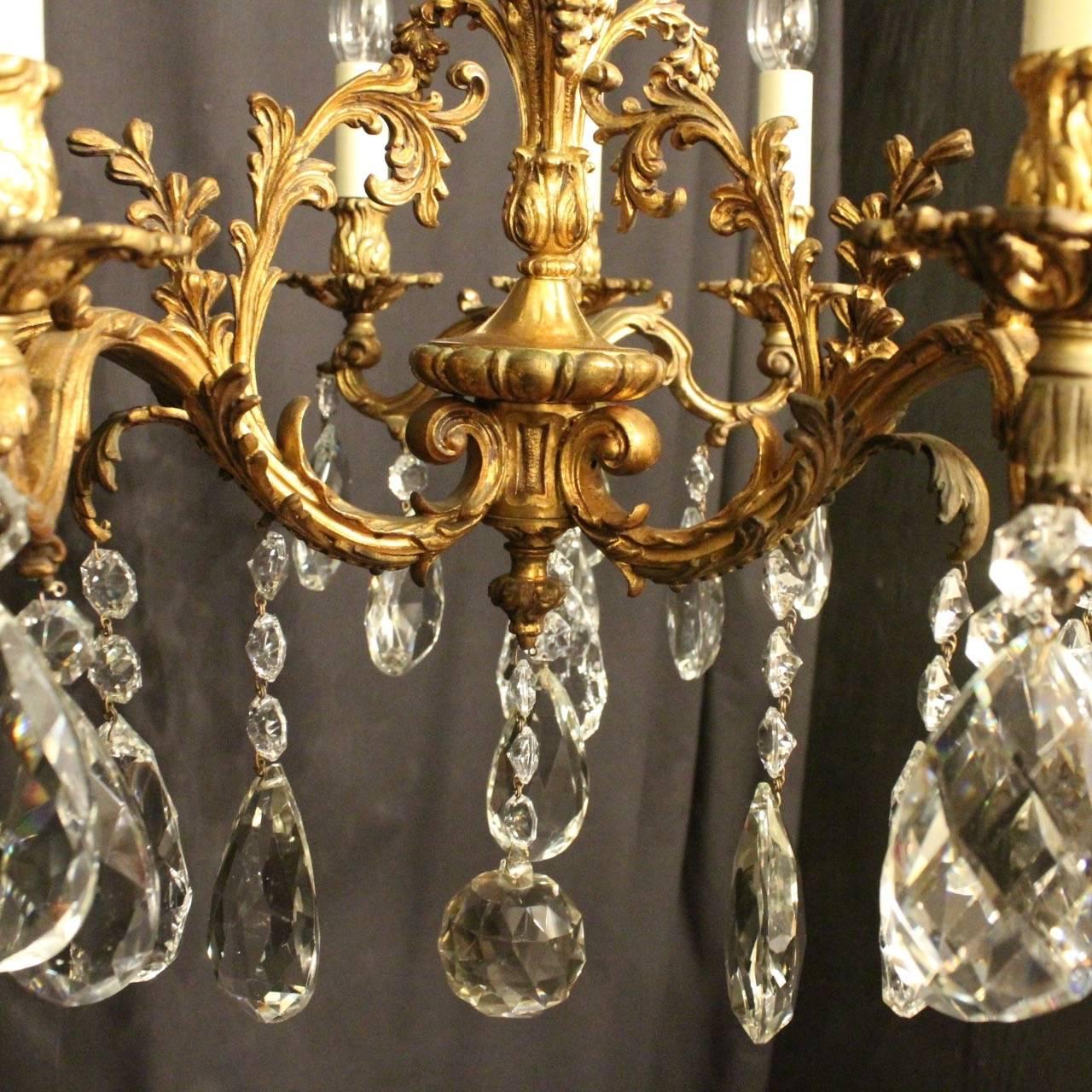 Italian Bronze and Crystal Nine-Light Antique Chandelier 2