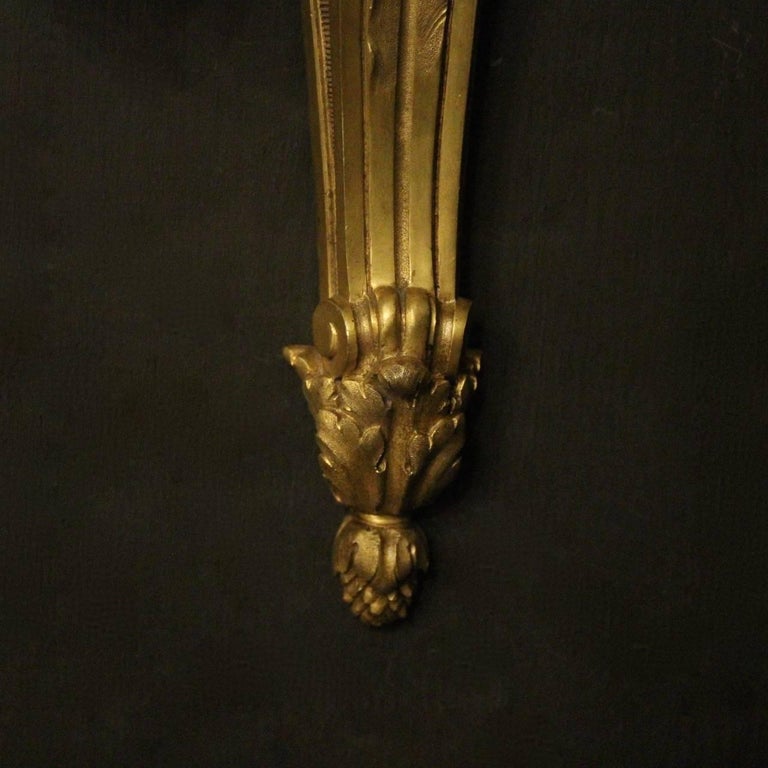 French Pair of Gilded Bronze 19th Century Antique Wall Lights For Sale at 1stdibs