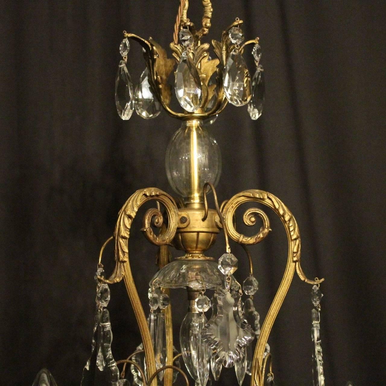French Gilded Bronze and Crystal Ten-Light Antique Birdcage Chandelier 1