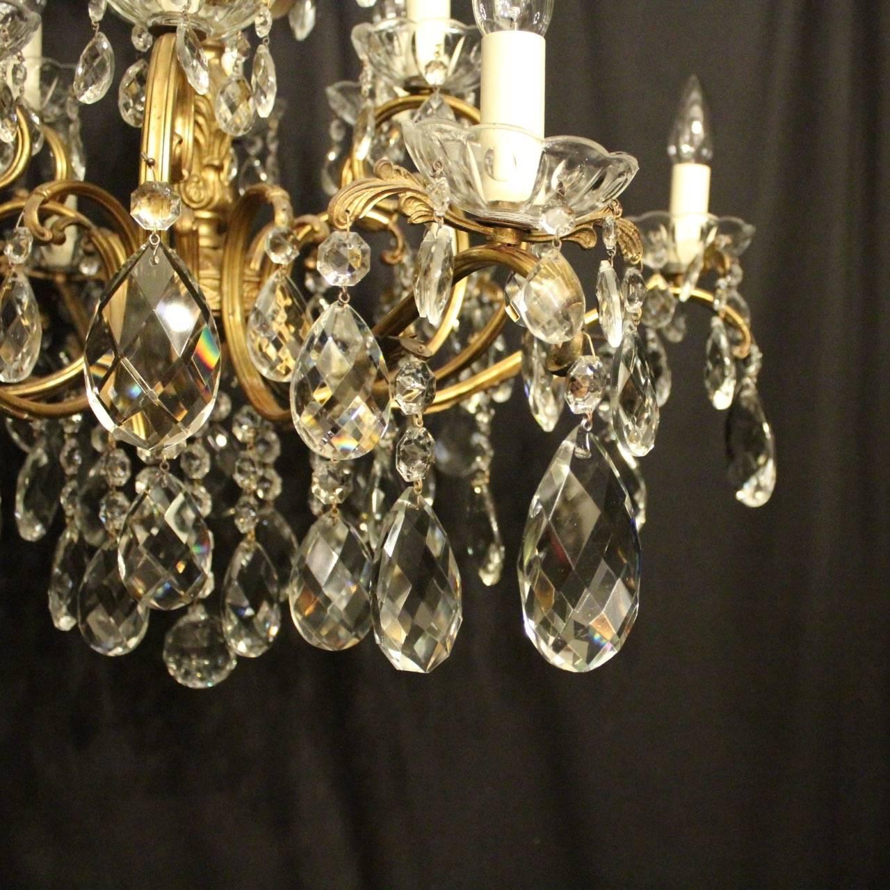 20th Century Italian Gilded and Crystal Twelve-Light Antique Chandelier