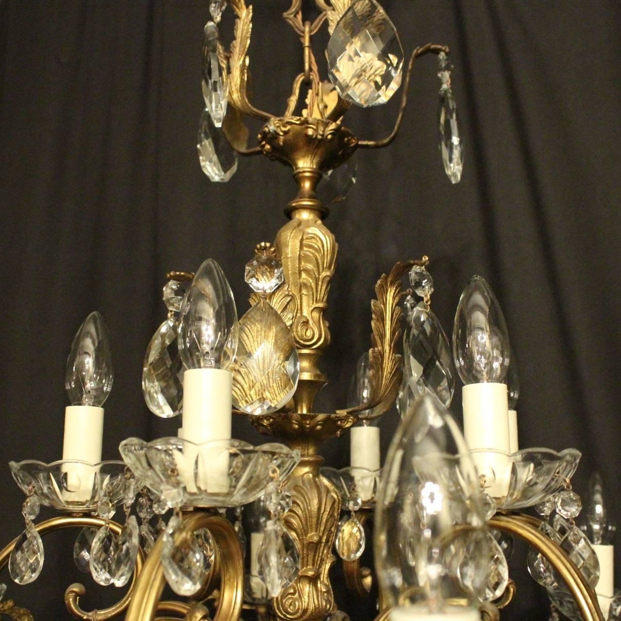 Italian Gilded and Crystal Twelve-Light Antique Chandelier 1