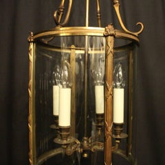 French Gilded Bronze Convex Antique Hall Lantern