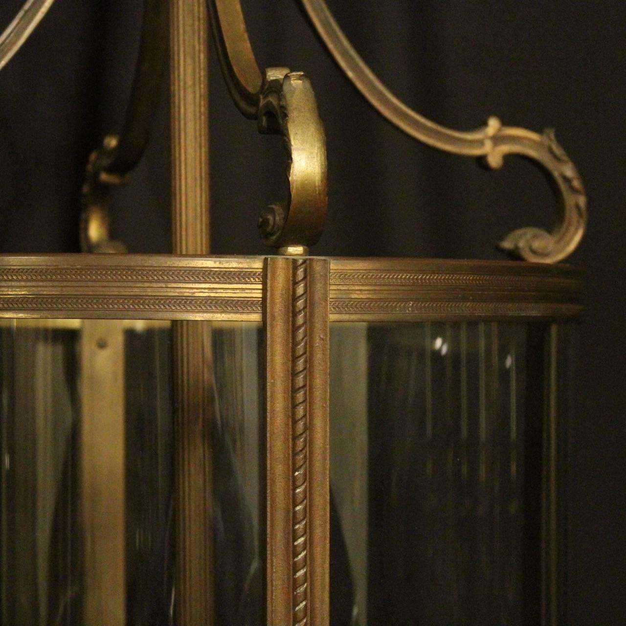 Gilt French Large Gilded Bronze Four-Light Convex Antique Hall Lantern