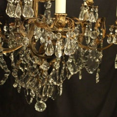 French, 19th Century Gilded Bronze and Crystal Nine-Light Antique Chandelier