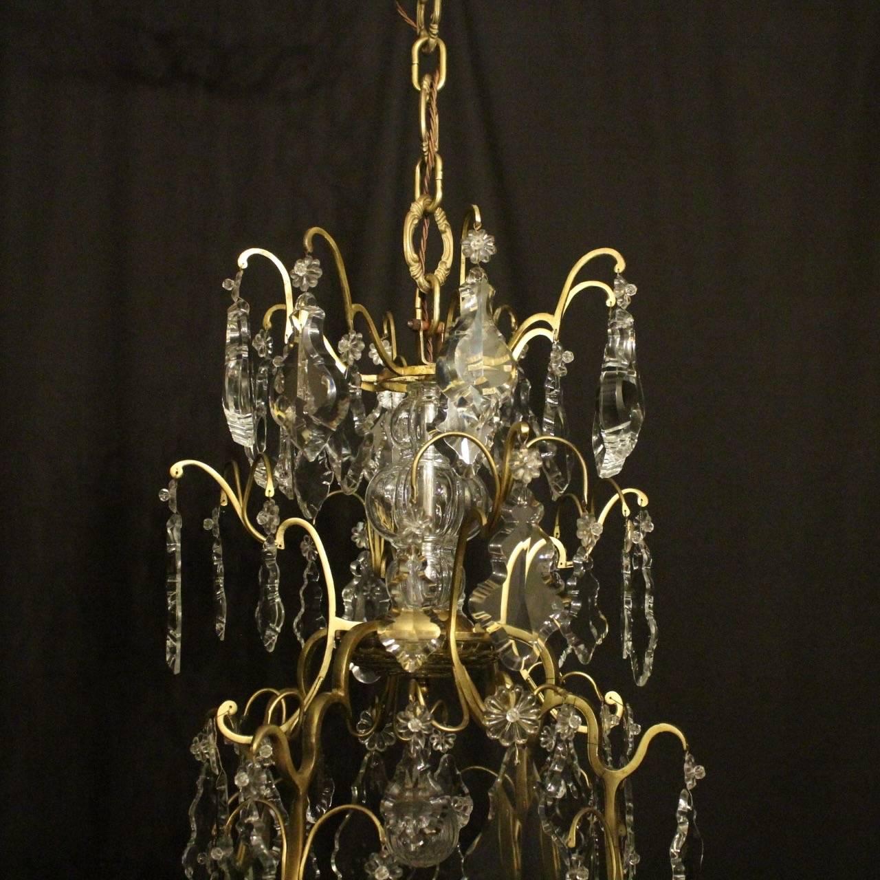 French 19th Century Gilded and Crystal Eight-Light Cage Antique Chandelier For Sale 2