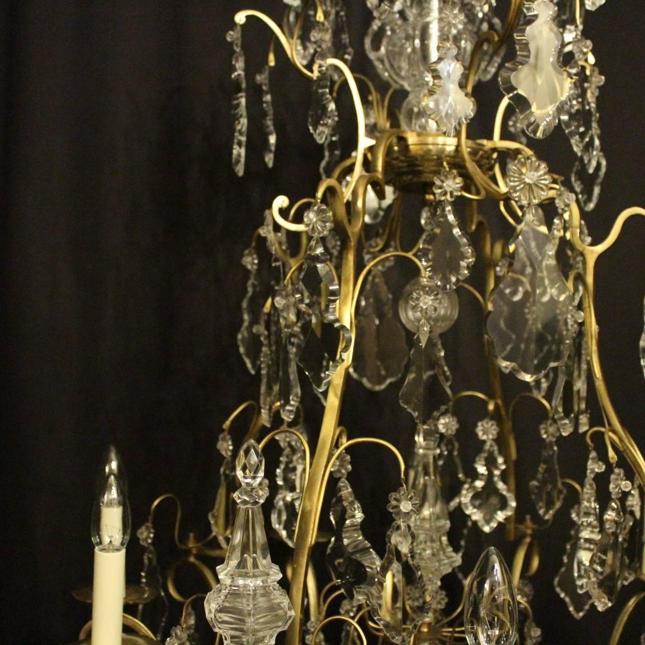 French 19th Century Gilded and Crystal Eight-Light Cage Antique Chandelier In Good Condition For Sale In Chester, GB