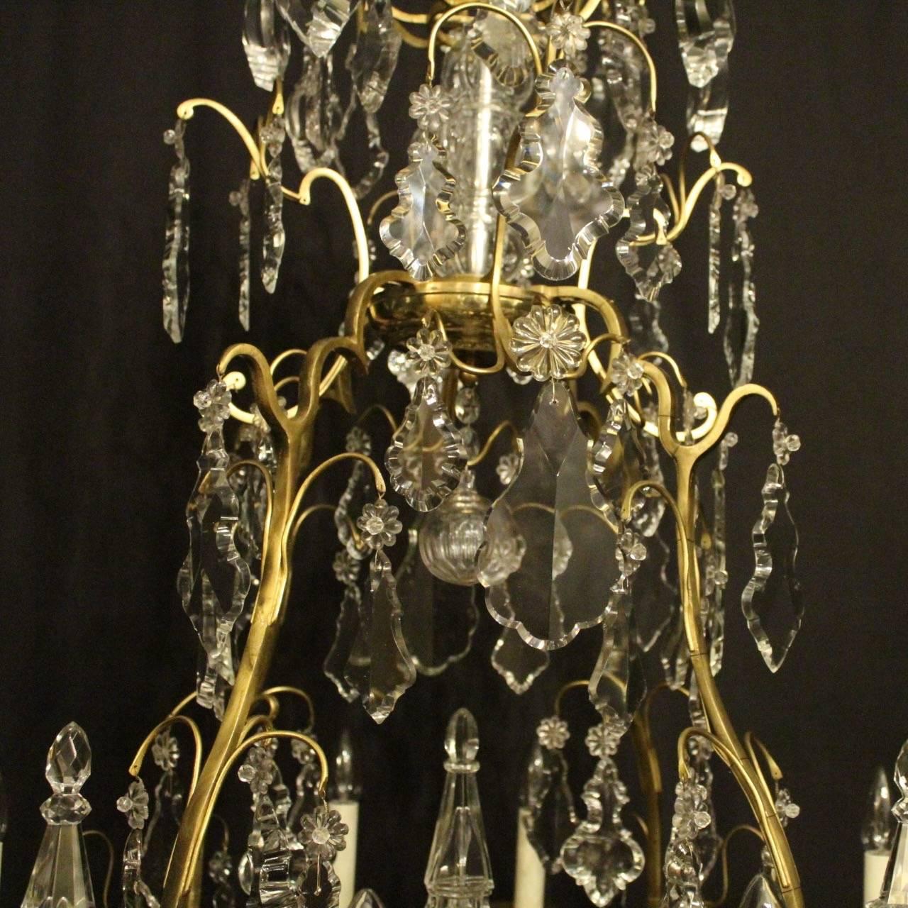 French 19th Century Gilded and Crystal Eight-Light Cage Antique Chandelier For Sale 1