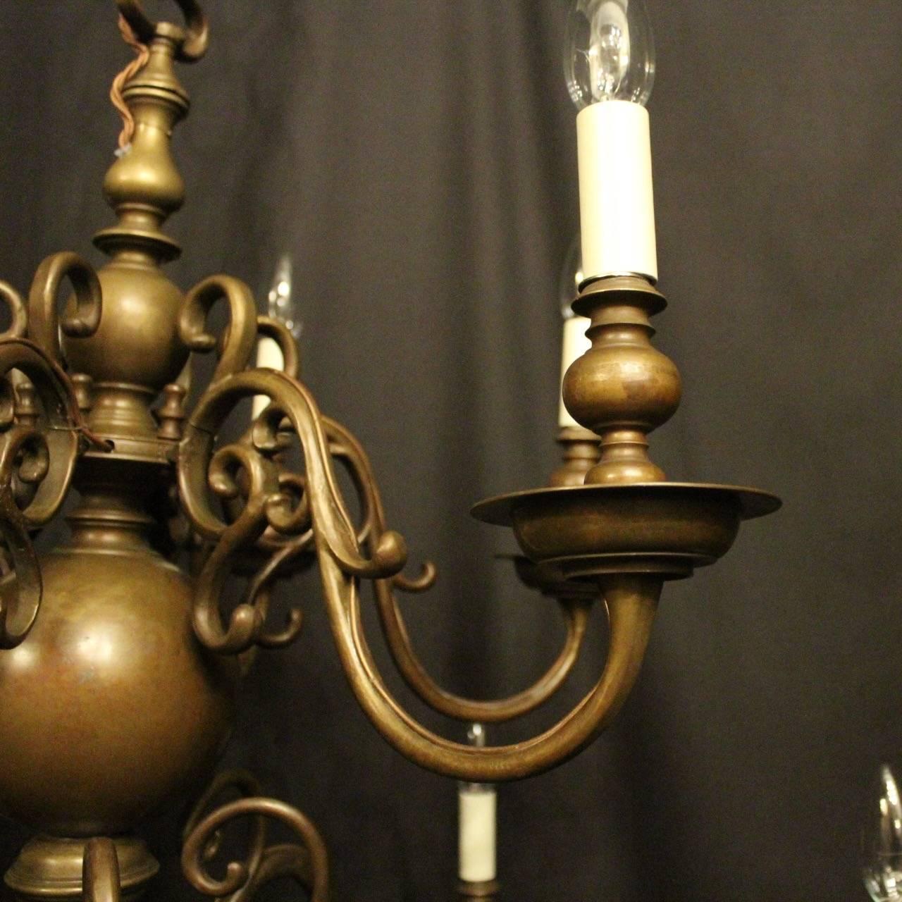 British Colonial Flemish 19th Century Bronze Twelve-Light Candle Antique Chandelier