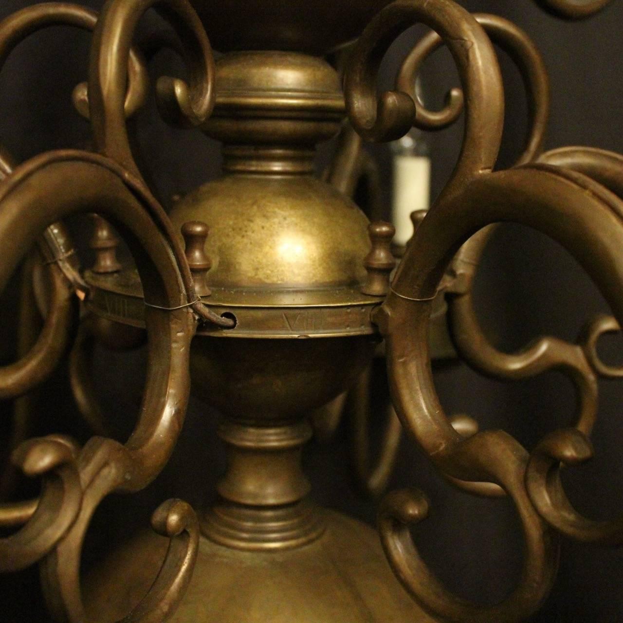 Flemish 19th Century Bronze Twelve-Light Candle Antique Chandelier 3