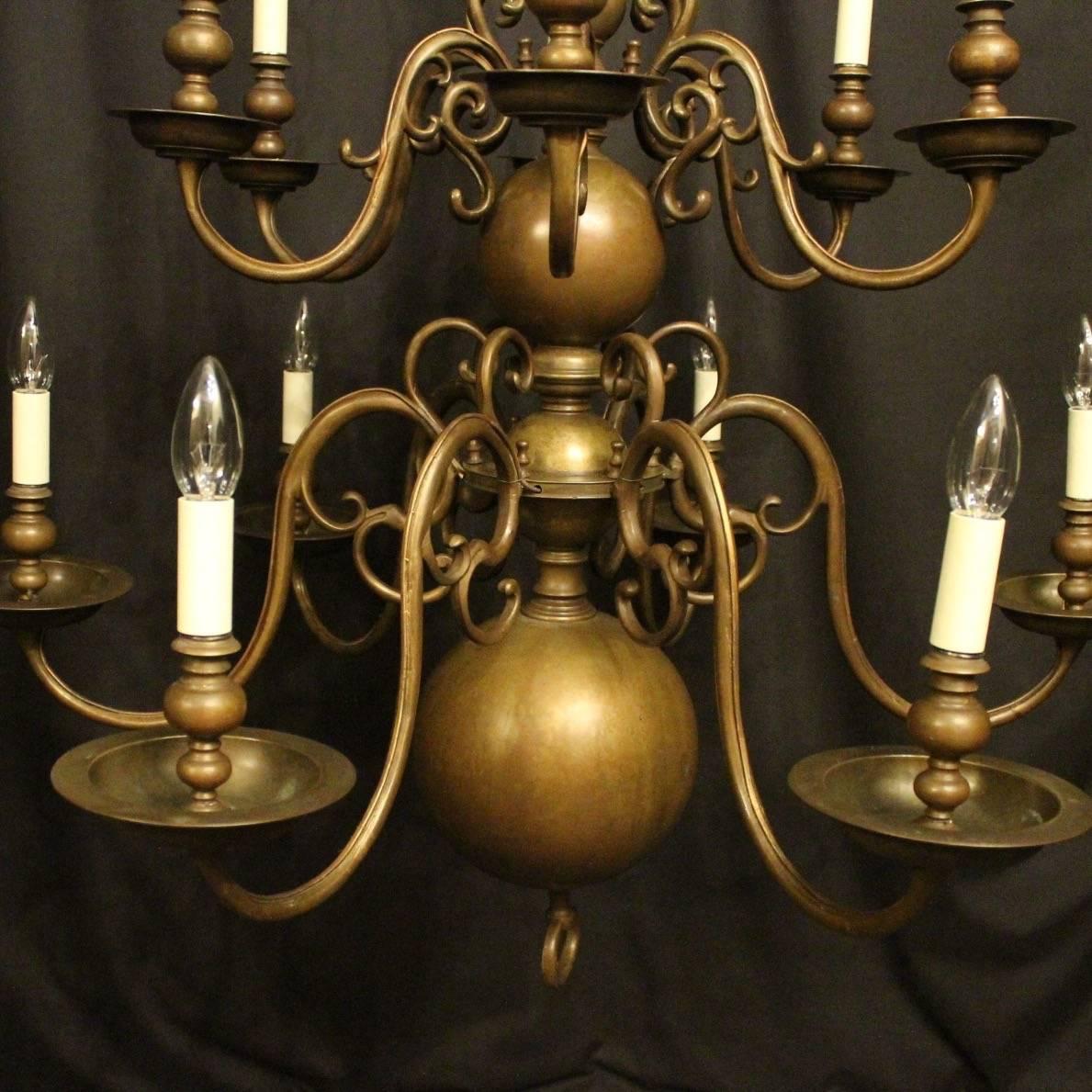 Flemish 19th Century Bronze Twelve-Light Candle Antique Chandelier 1