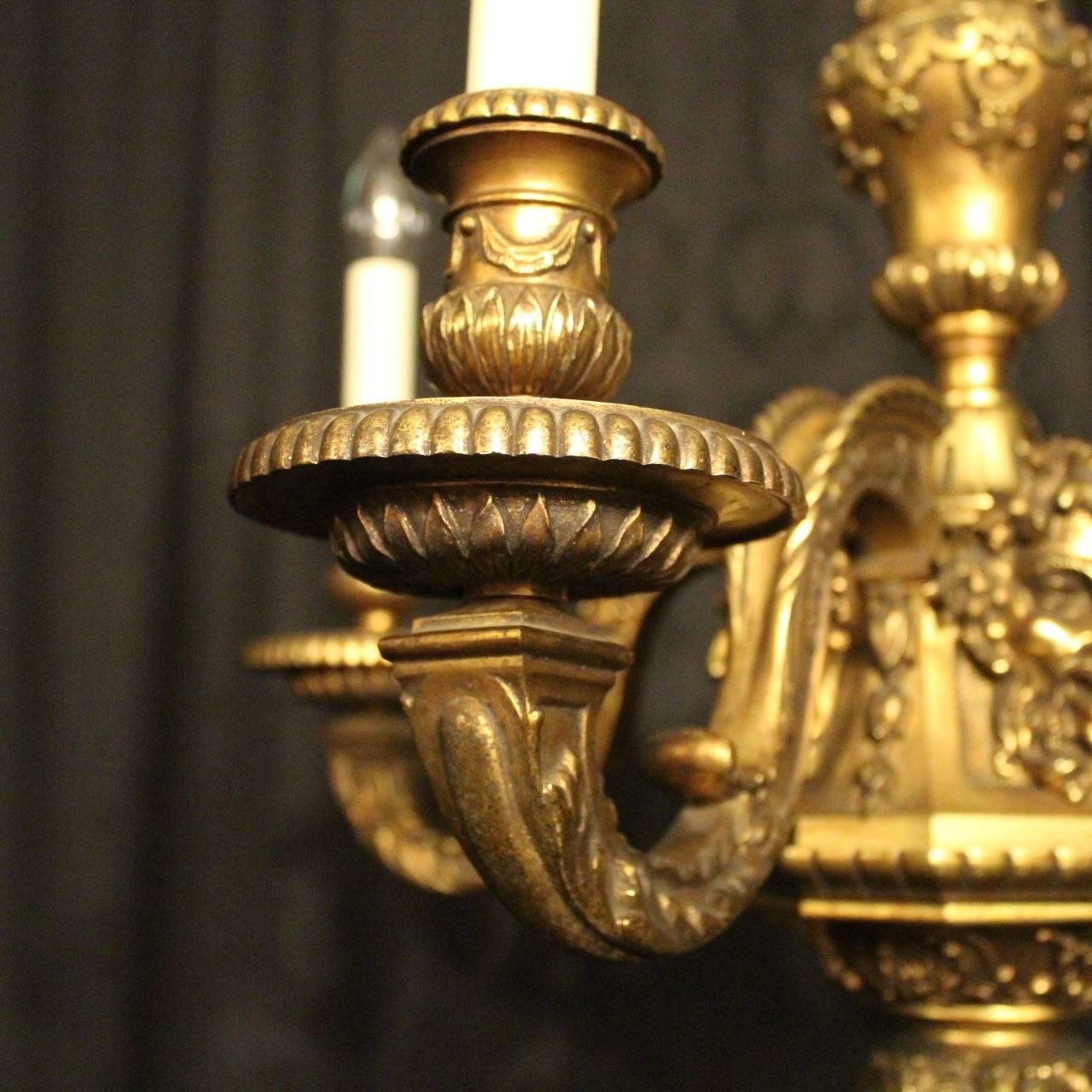 Baroque Revival French 19th Century Bronze Bacchic Four-Light Antique Chandelier