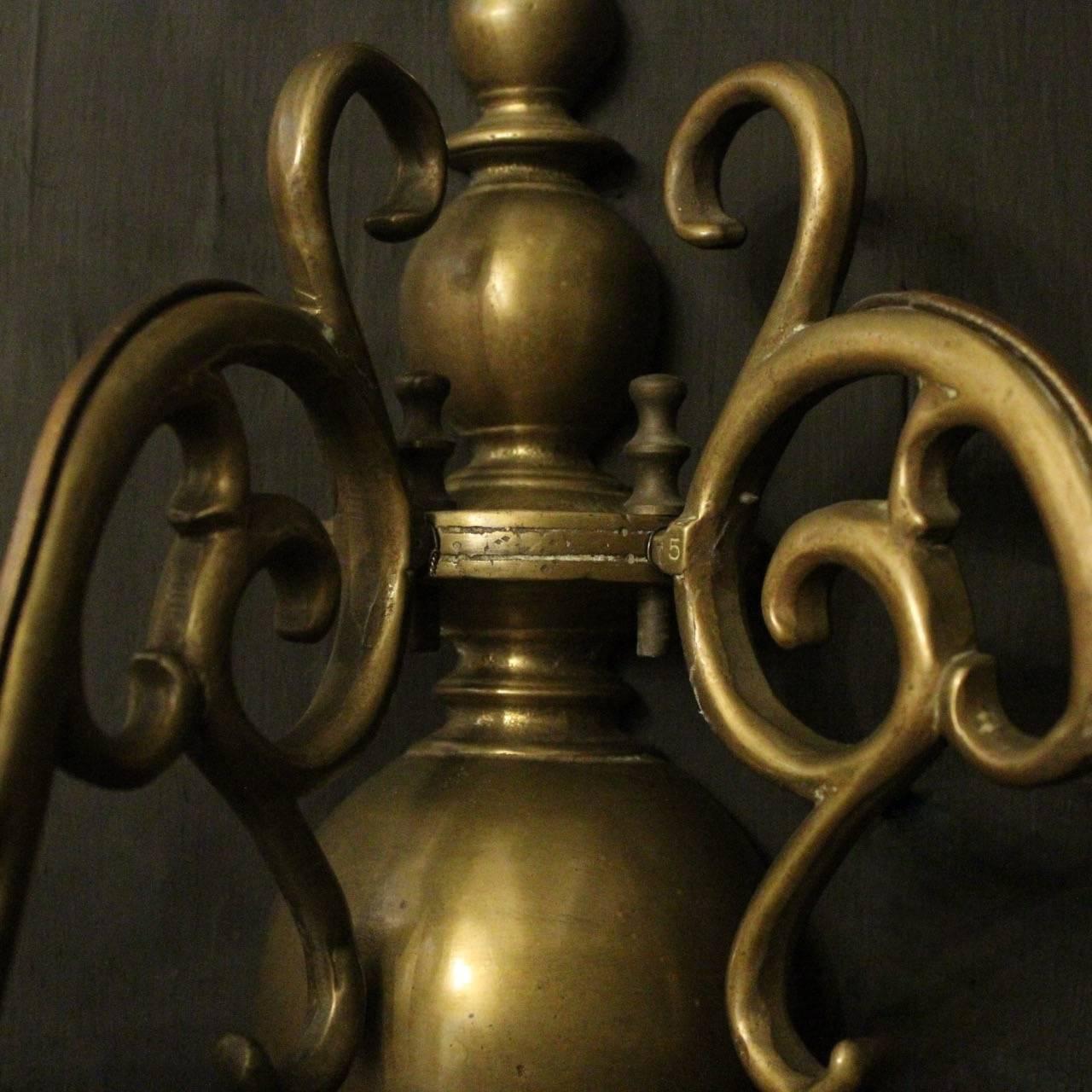 Belgian Flemish 19th Century Set of Four Bronze Twin-Arm Antique Sconces